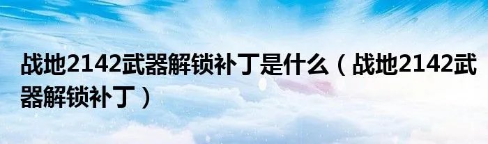 战地2142武器解锁补丁是什么（战地2142武器解锁补丁）