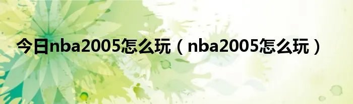 今日nba2005怎么玩（nba2005怎么玩）