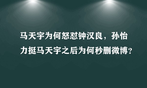 马天宇为何怒怼钟汉良，孙怡力挺马天宇之后为何秒删微博？
