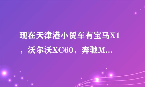 现在天津港小贸车有宝马X1，沃尔沃XC60，奔驰ML350和奥迪Q5的吗？谢谢了，大神帮忙啊