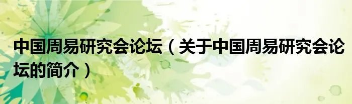中国周易研究会论坛（关于中国周易研究会论坛的简介）