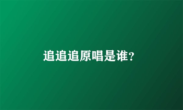 追追追原唱是谁?