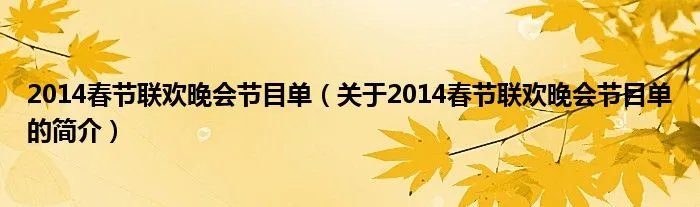 2014春节联欢晚会节目单（关于2014春节联欢晚会节目单的简介）