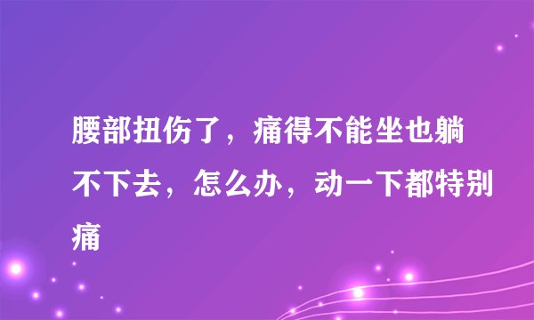 腰部扭伤了，痛得不能坐也躺不下去，怎么办，动一下都特别痛
