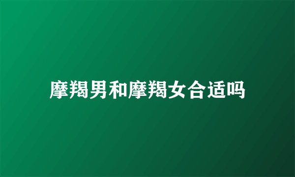 摩羯男和摩羯女合适吗