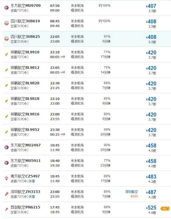 昆明到西双版纳的汽车/飞机时刻表及价格