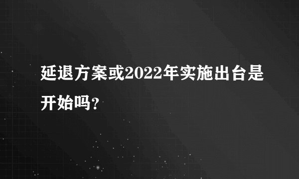 延退方案或2022年实施出台是开始吗?