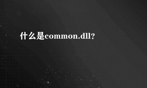 什么是common.dll？