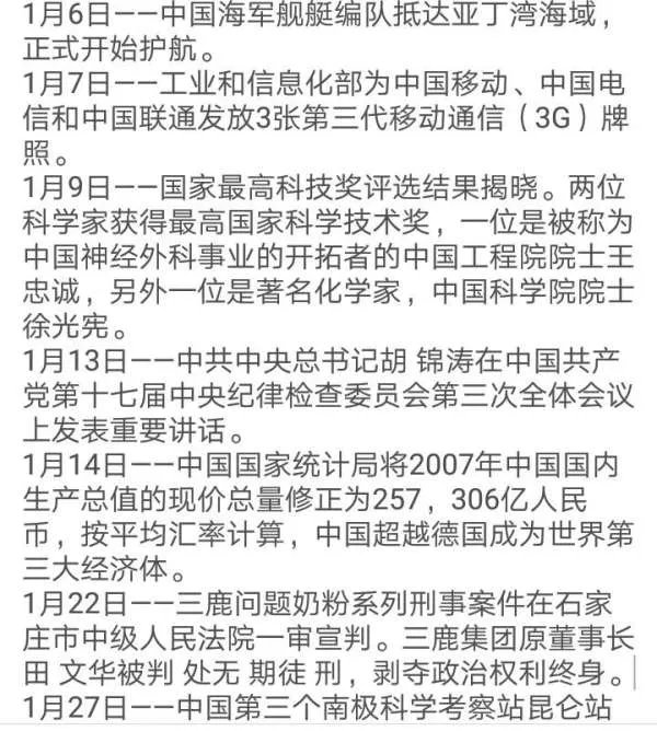 2009年中国发生了哪些重大事件?