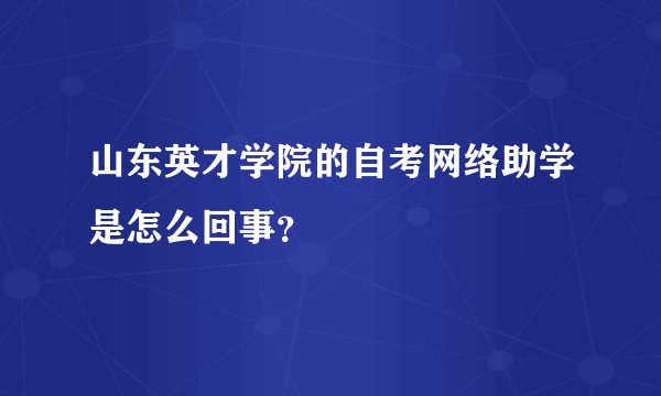 山东英才学院的自考网络助学是怎么回事？