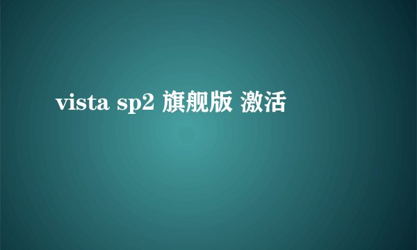 vista sp2 旗舰版 激活
