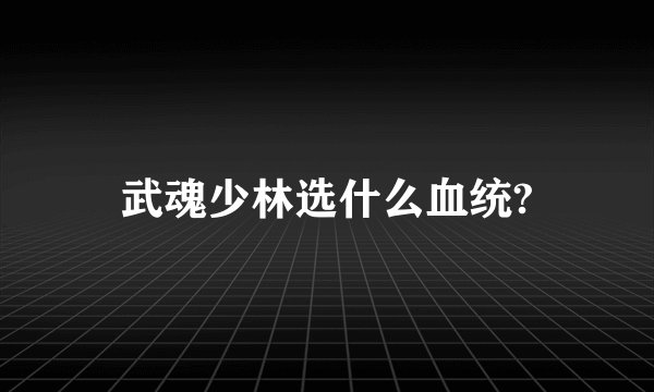 武魂少林选什么血统?