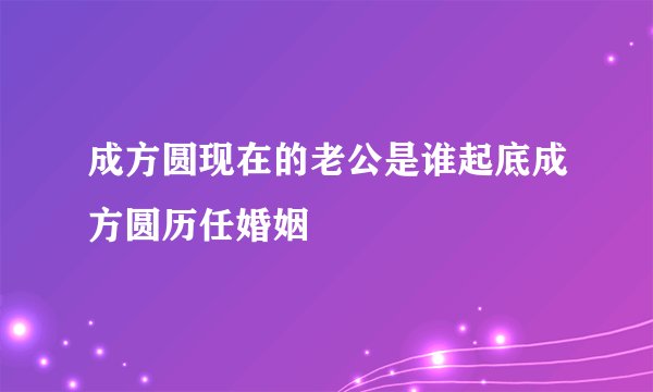 成方圆现在的老公是谁起底成方圆历任婚姻