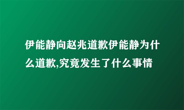 伊能静向赵兆道歉伊能静为什么道歉,究竟发生了什么事情