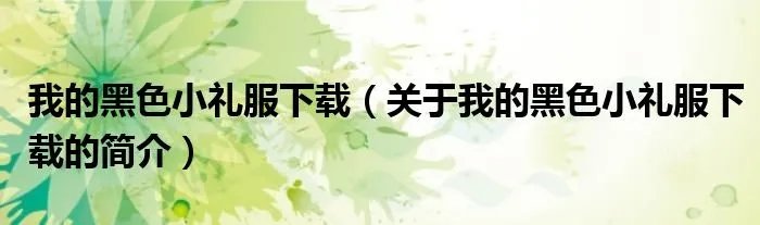 我的黑色小礼服下载（关于我的黑色小礼服下载的简介）