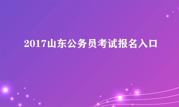 2017山东公务员考试报名入口