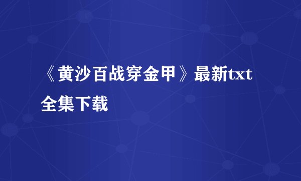 《黄沙百战穿金甲》最新txt全集下载