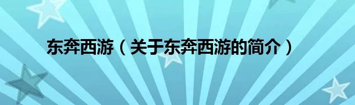 东奔西游(关于东奔西游的简介)