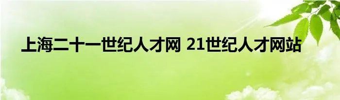 上海二十一世纪人才网 21世纪人才网站