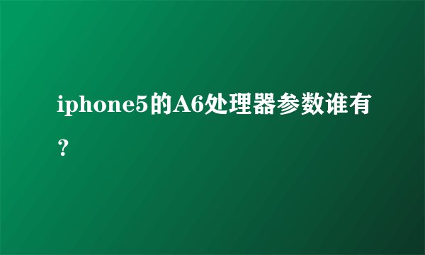 iphone5的A6处理器参数谁有？
