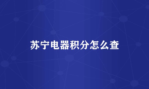苏宁电器积分怎么查
