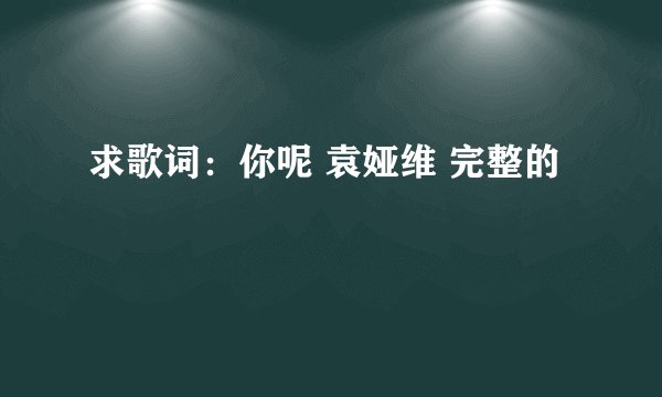 求歌词:你呢 袁娅维 完整的