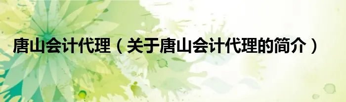 唐山会计代理（关于唐山会计代理的简介）