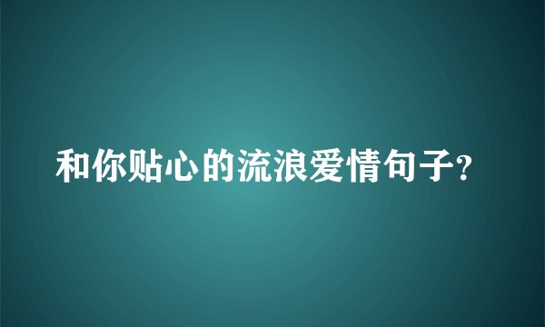 和你贴心的流浪爱情句子？