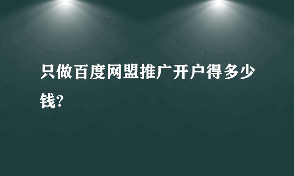 只做百度网盟推广开户得多少钱?