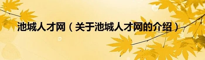 池城人才网（关于池城人才网的介绍）