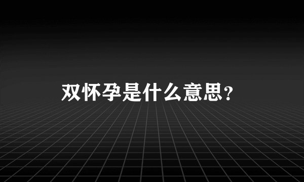 双怀孕是什么意思？