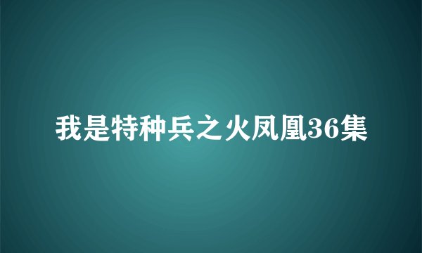 我是特种兵之火凤凰36集