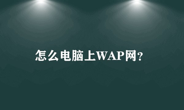 怎么电脑上WAP网？