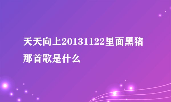 天天向上20131122里面黑猪那首歌是什么