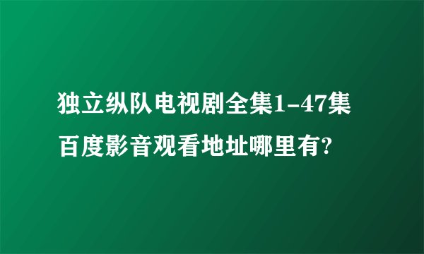 独立纵队电视剧全集1-47集百度影音观看地址哪里有?