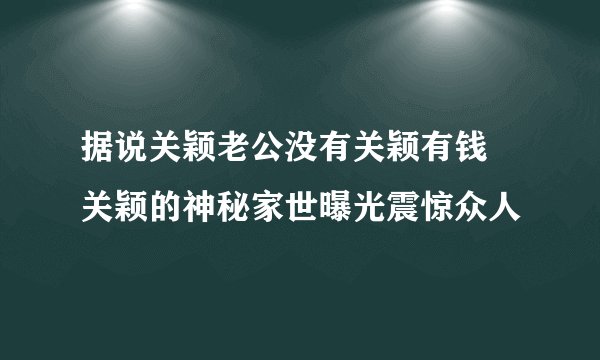 据说关颖老公没有关颖有钱 关颖的神秘家世曝光震惊众人