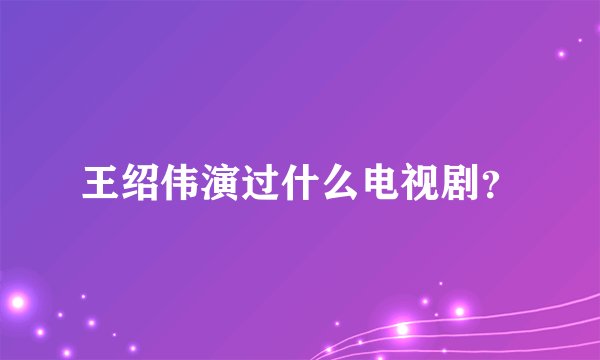 王绍伟演过什么电视剧？