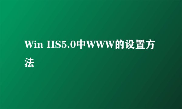 Win IIS5.0中WWW的设置方法