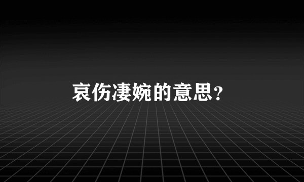 哀伤凄婉的意思？