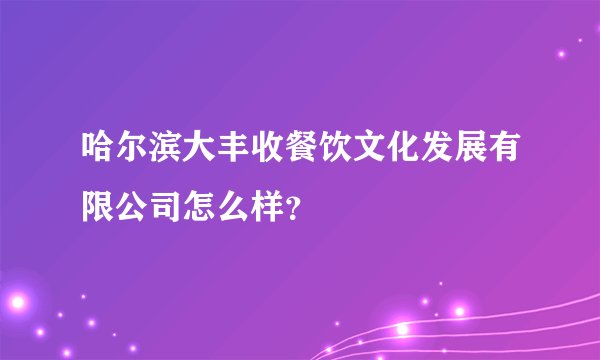 哈尔滨大丰收餐饮文化发展有限公司怎么样?