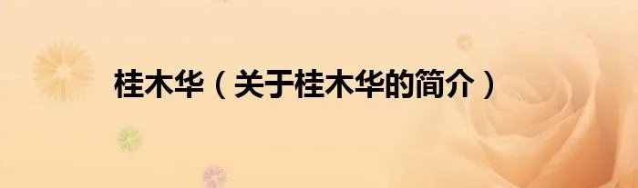 桂木华（关于桂木华的简介）