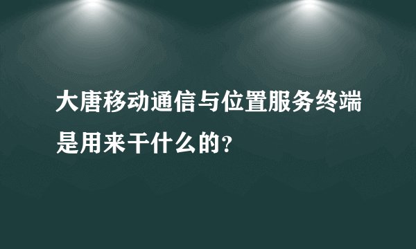 大唐移动通信与位置服务终端是用来干什么的？