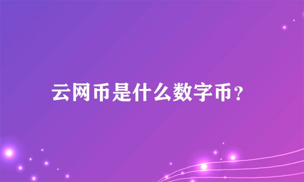 云网币是什么数字币？