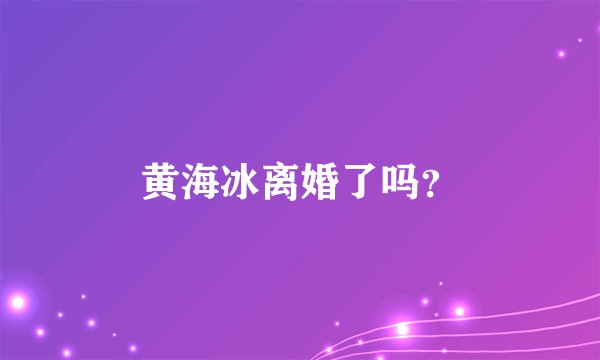 黄海冰离婚了吗？