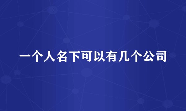 一个人名下可以有几个公司