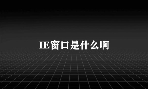 IE窗口是什么啊