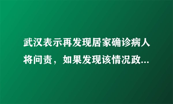 武汉表示再发现居家确诊病人将问责，如果发现该情况政府具体会怎样问责？