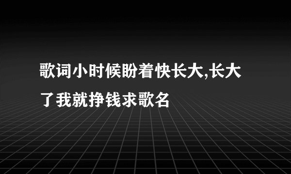 歌词小时候盼着快长大,长大了我就挣钱求歌名
