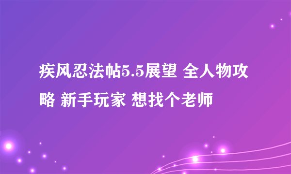 疾风忍法帖5.5展望 全人物攻略 新手玩家 想找个老师