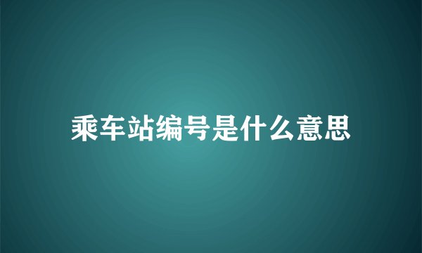 乘车站编号是什么意思